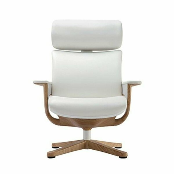 Homeroots White Leather Chair 32.5 x 32.3 x 40.75 in. 372429